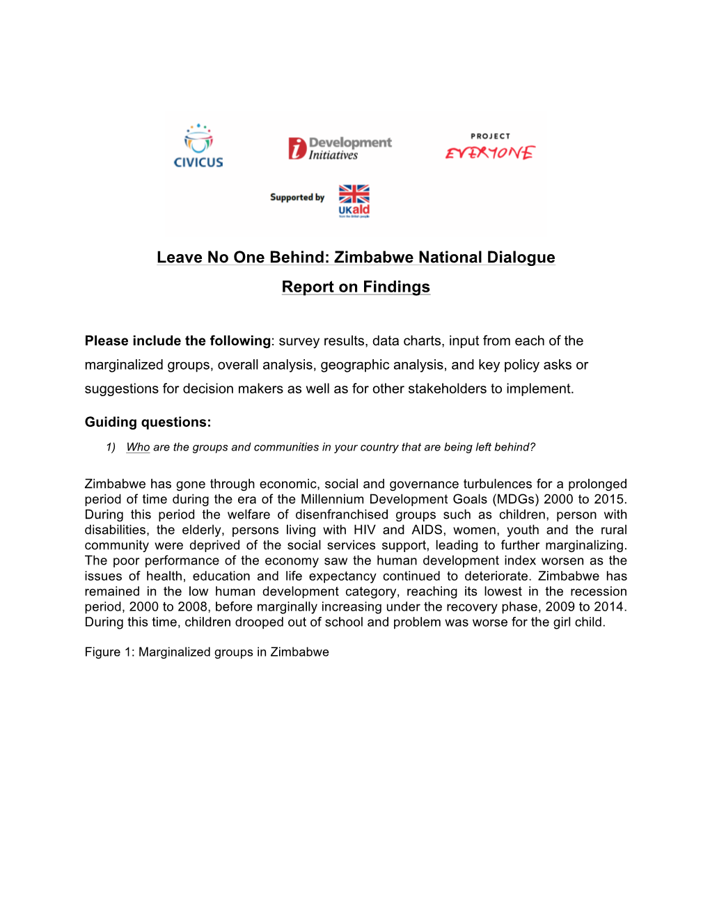 Zimbabwe National Dialogue Report on Findings