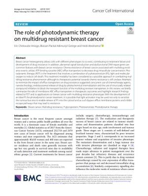 The Role of Photodynamic Therapy on Multidrug Resistant Breast Cancer Eric Chekwube Aniogo, Blassan Plackal Adimuriyil George and Heidi Abrahamse*