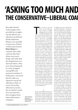 The Conservative–Liberal Coalition Talks of 1–4 March 1974