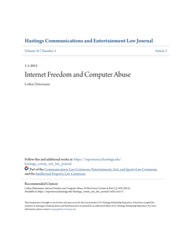 Internet Freedom and Computer Abuse Lothar Determann