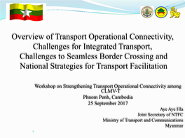 Myanmar National Transport Master Plan; MYT-Plan