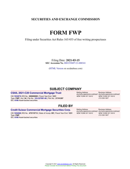 CSAIL 2021-C20 Commercial Mortgage Trust Form FWP Filed