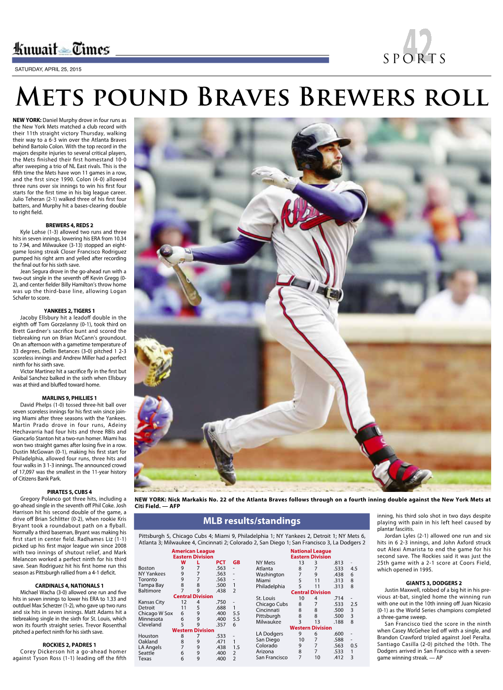 Mets Pound Braves Brewers Roll