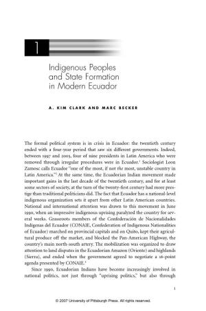 Indigenous Peoples and State Formation in Modern Ecuador