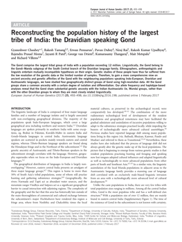 Reconstructing the Population History of the Largest Tribe of India: the Dravidian Speaking Gond