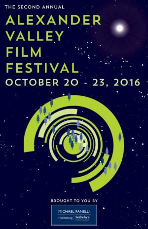 Alexander Valley Film Festival October 20 - 23, 2016