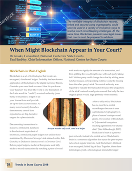 When Might Blockchain Appear in Your Court?