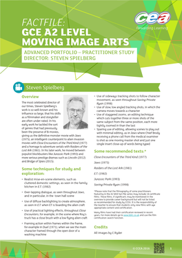 Gce A2 Level Moving Image Arts Advanced Portfolio – Practitioner Study Director: Steven Spielberg