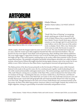 Artforum — April 1St, 2020 Gladys Nilsson At