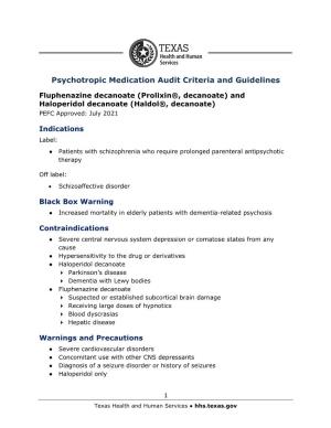 Psychotropic Medication Audit Criteria and Guidelines