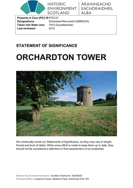 Orchardton Tower Statement of Significance