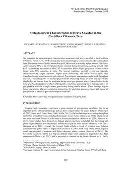 Meteorological Characteristics of Heavy Snowfall in the Cordillera Vilcanota, Peru