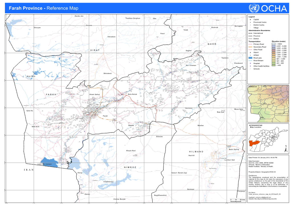 Farah Province - Reference Map