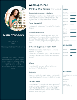 DIANA TODOROVA Work Experience