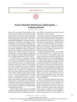 Human Idiopathic Membranous Nephropathy — a Mystery Solved? Richard J