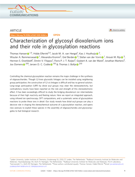 Characterization of Glycosyl Dioxolenium Ions and Their Role in Glycosylation Reactions