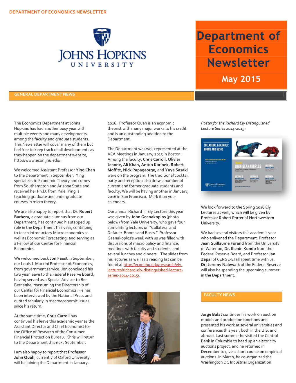 Department of Economics Newsletter