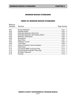 Minimum Design Standards Chapter 9