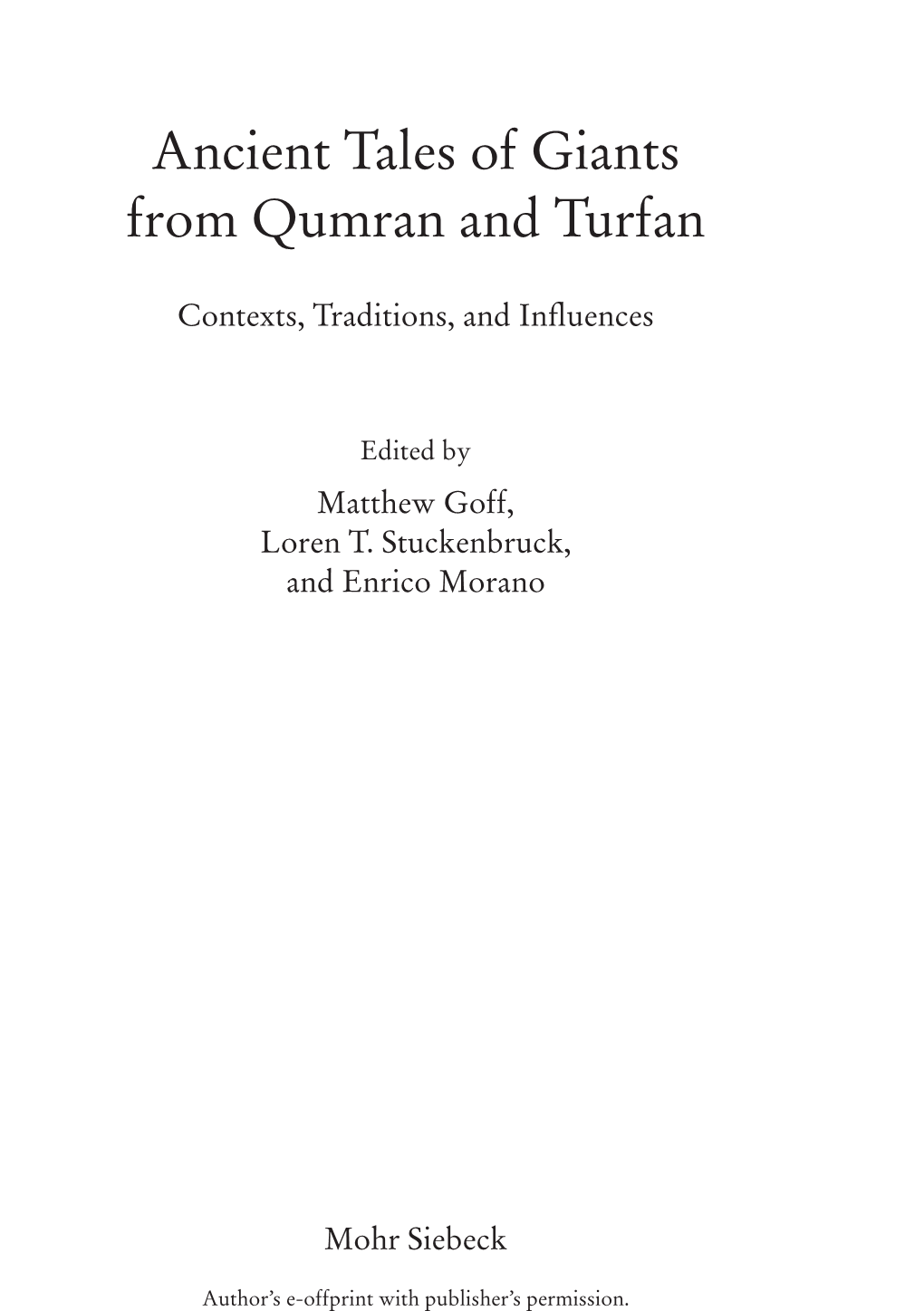 Ancient Tales of Giants from Qumran and Turfan