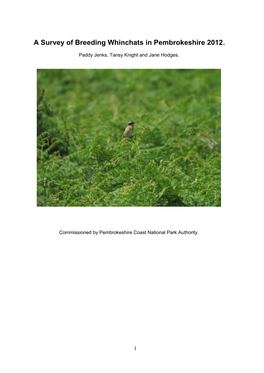A Survey of Breeding Whinchats in Pembrokeshire 2012