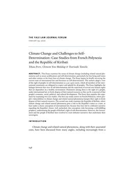 Climate Change and Challenges to Self- Determination