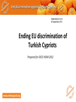Ending EU Discrimination of Turkish Cypriots