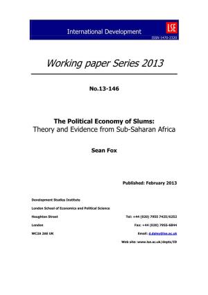 The Political Economy of Slums: Theory and Evidence from Sub-Saharan Africa