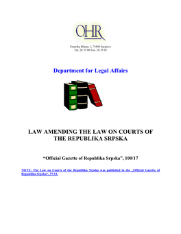 Law on Amendments to the Law on Courts of the Republika Srpska