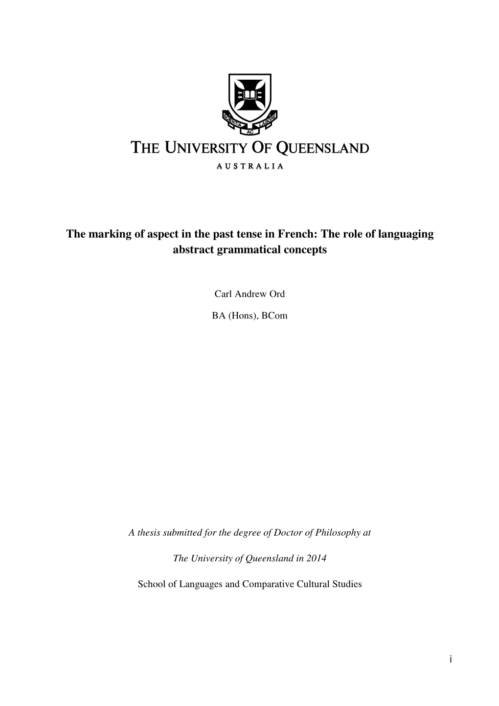 The Marking of Aspect in the Past Tense in French: the Role of Languaging Abstract Grammatical Concepts