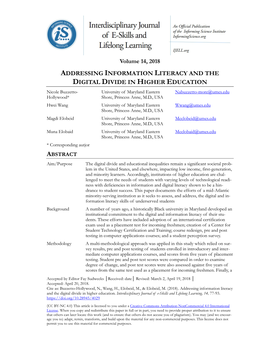 Addressing Information Literacy and the Digital Divide in Higher Education