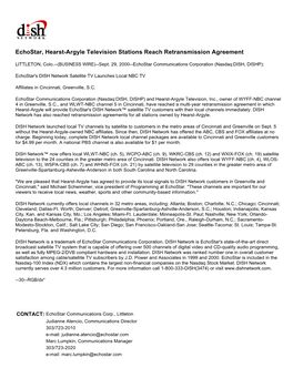 Echostar, Hearst-Argyle Television Stations Reach Retransmission Agreement
