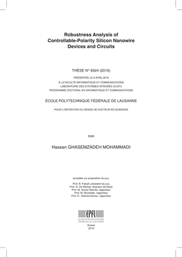 Robustness Analysis of Controllable-Polarity Silicon Nanowire Devices and Circuits