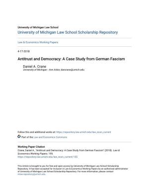 Antitrust and Democracy: a Case Study from German Fascism