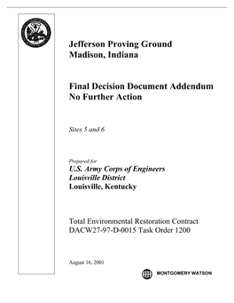 Jefferson Proving Ground Madison, Indiana Final Decision
