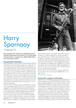 Harry Sparnaay (1944-2017)