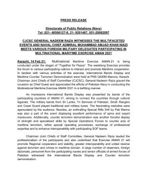 PRESS RELEASE Directorate of Public Relations