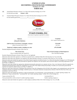 TYSON FOODS, INC. (Exact Name of Registrant As Specified in Its Charter) ______