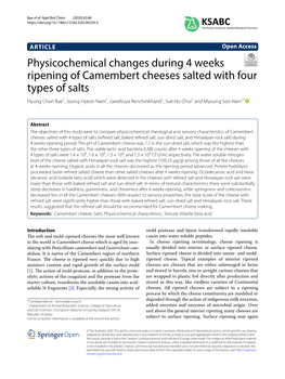 Physicochemical Changes During 4 Weeks Ripening of Camembert