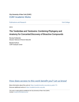 The Terebridae and Teretoxins: Combining Phylogeny and Anatomy for Concerted Discovery of Bioactive Compounds