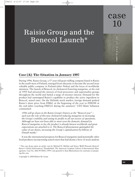 Case 10 Raisio Group and the Benecol Launch*