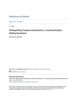 Distinguishing Trespass and Nuisance: a Journey Through a Shifting Borderland