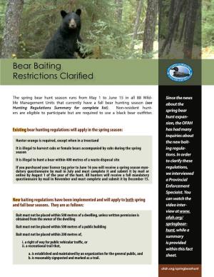 Bear Baiting Restrictions Clarified