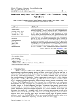 Sentiment Analysis of Youtube Movie Trailer Comments Using Naïve Bayes