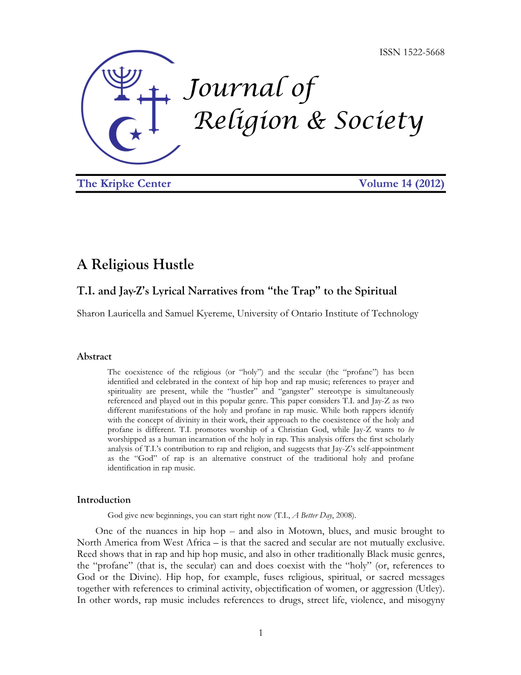 Journal of Religion & Society