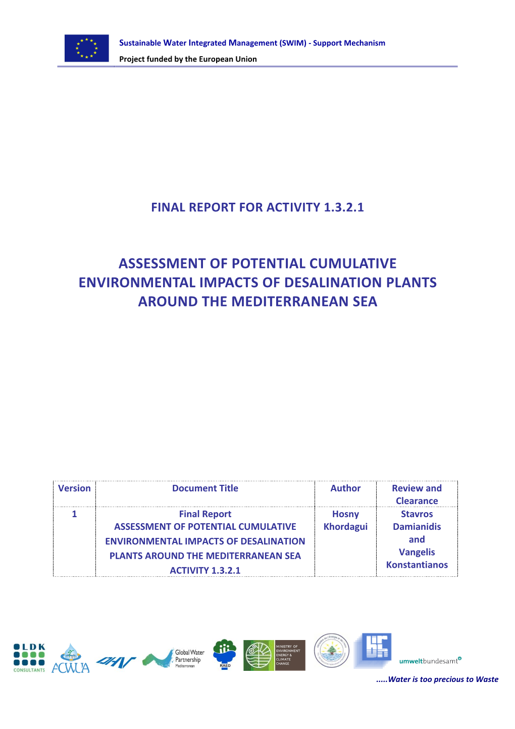 Assessment of Potential Cumulative Environmental Impacts of Desalination Plants Around the Mediterranean Sea