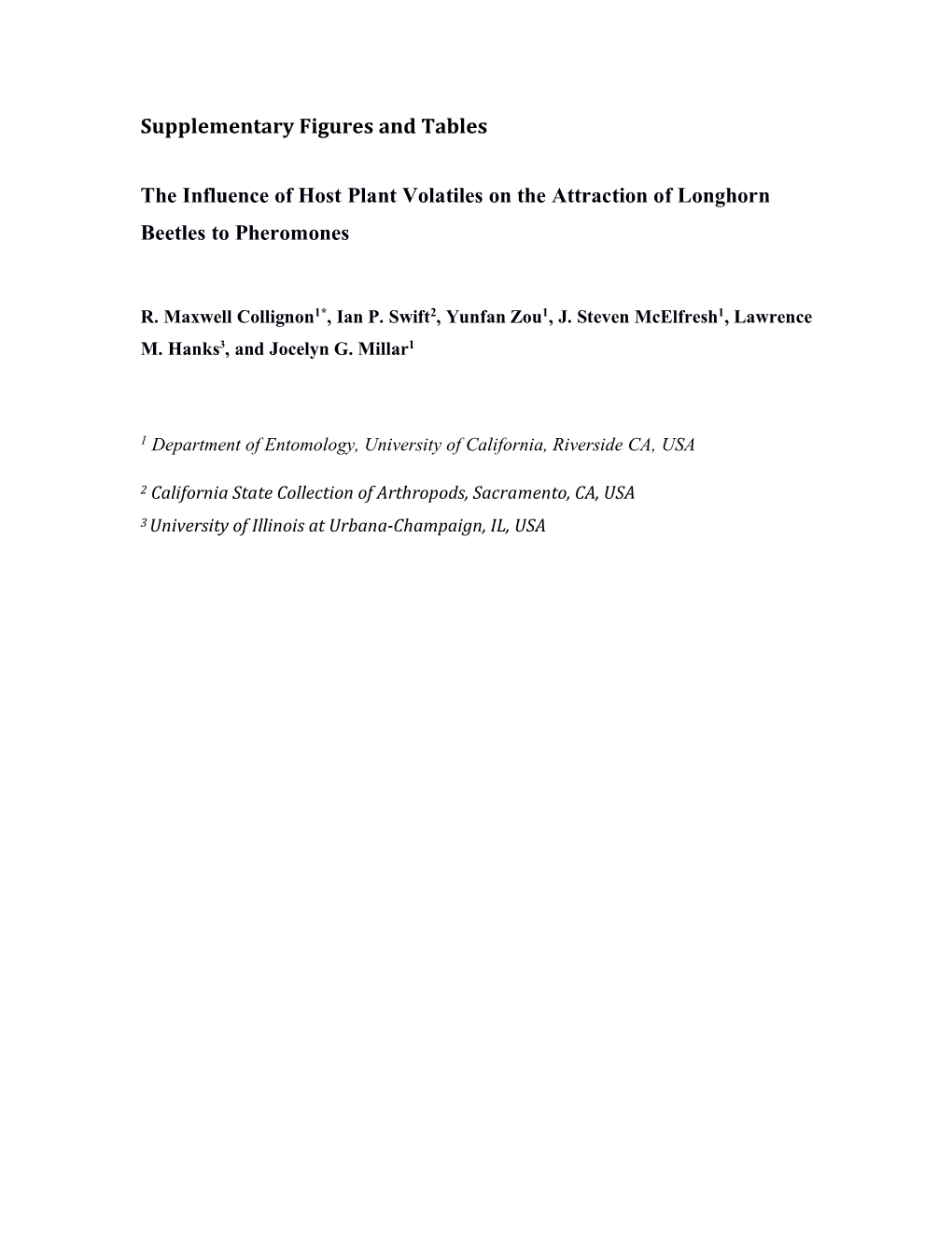 Supplementary Figures and Tables the Influence of Host Plant