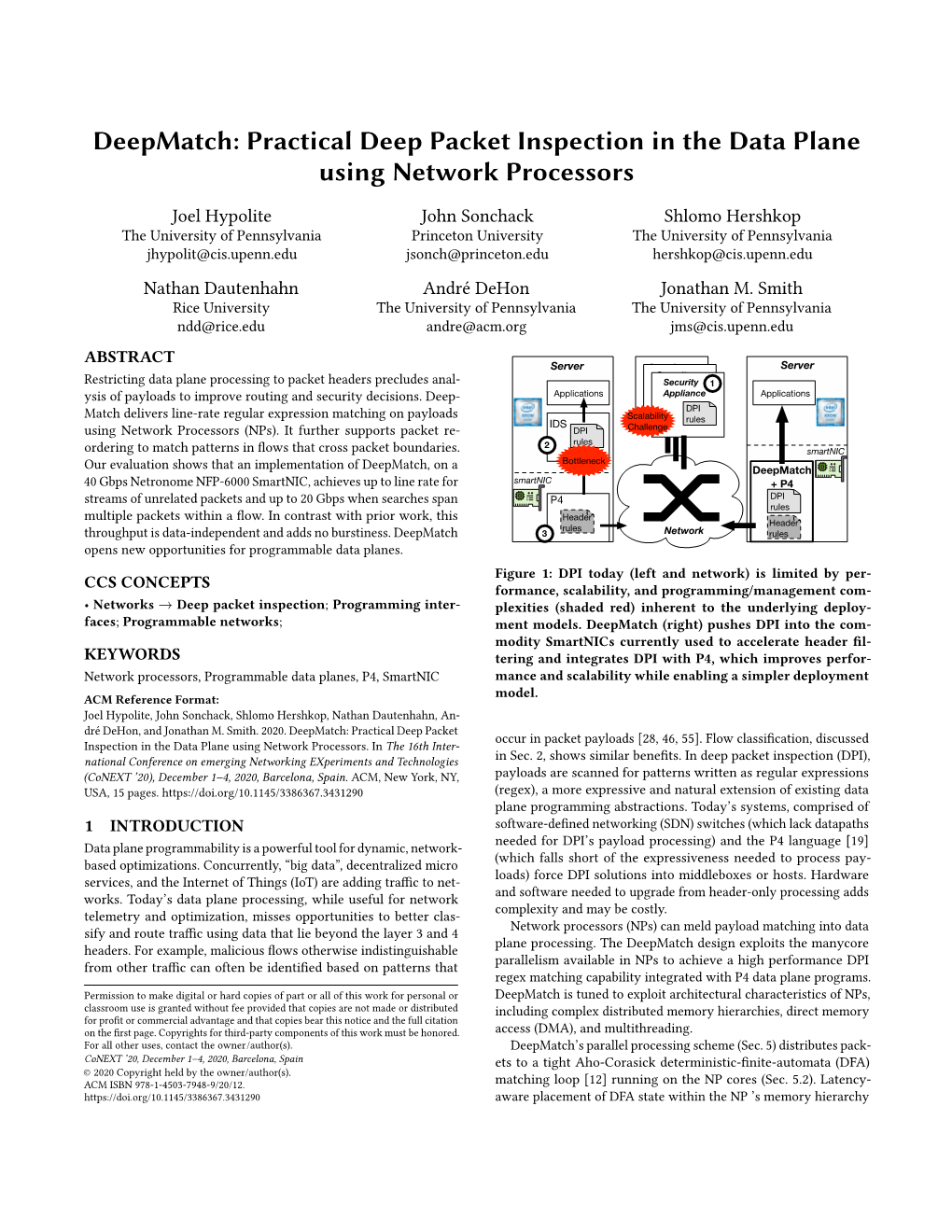 Deepmatch: Practical Deep Packet Inspection in the Data Plane Using Network Processors