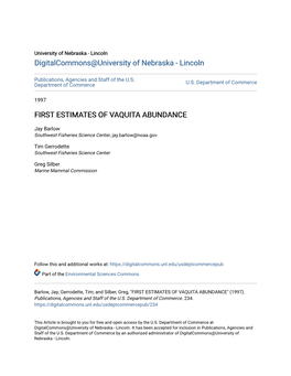 First Estimates of Vaquita Abundance