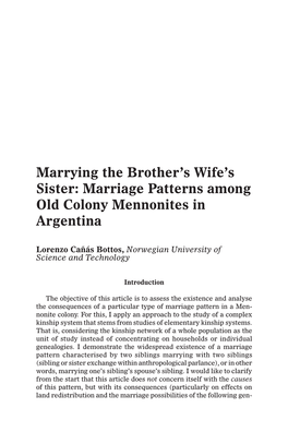 Marriage Patterns Among Old Colony Mennonites in Argentina