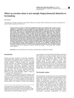 When an Erection Alone Is Not Enough: Biopsychosocial Obstacles to Lovemaking